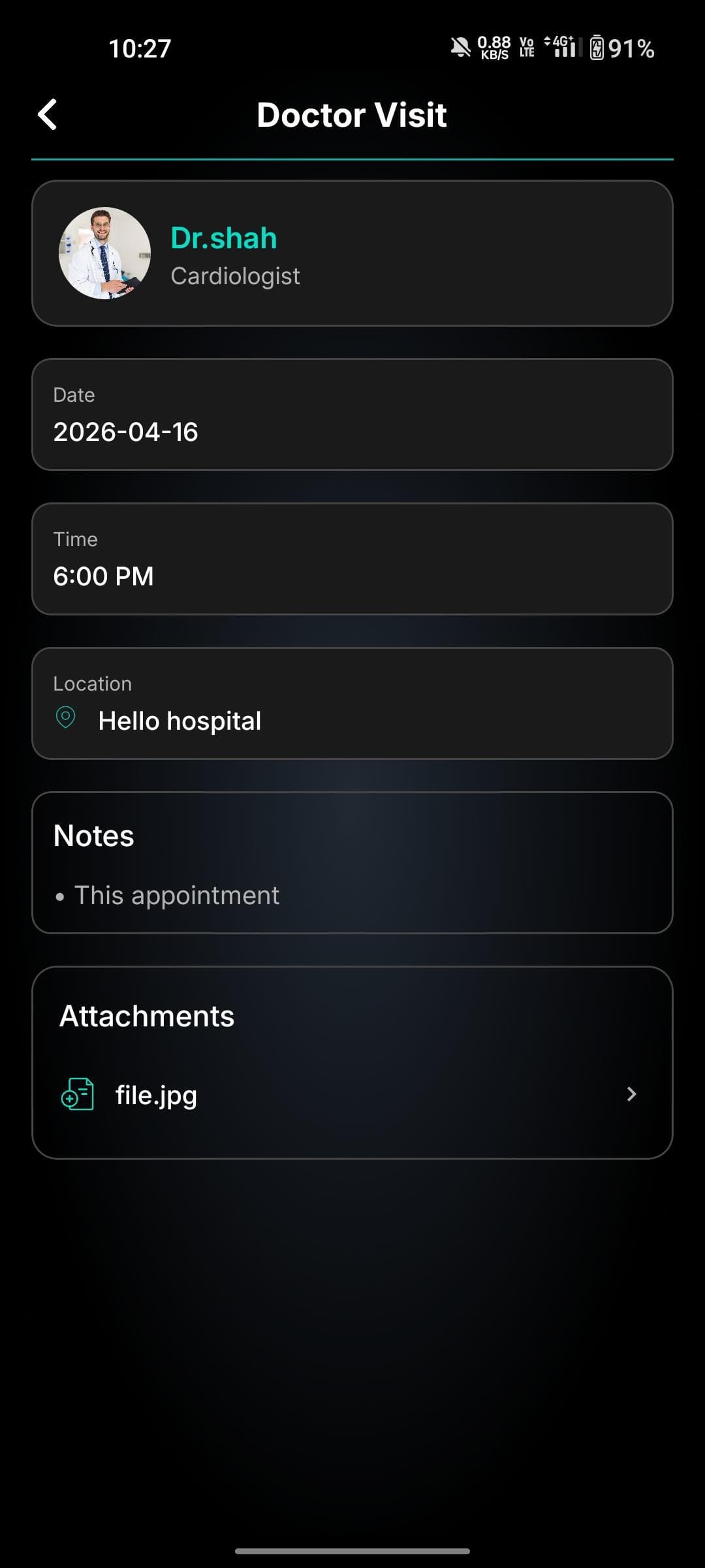 DOCTOR VISIT DETAILS